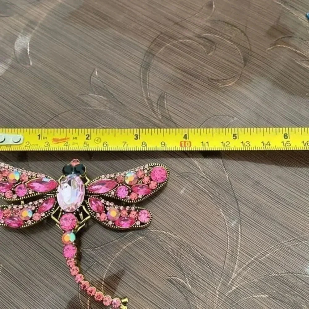 Crystal Vintage Dragonfly Brooches for Women Large Insect Brooch NWBOX